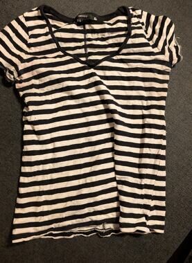 Black and White Striped Tee Size Small